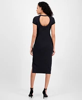 Boss Orange Women's Ribbed Side-Slit Open-Back Jersey Dress