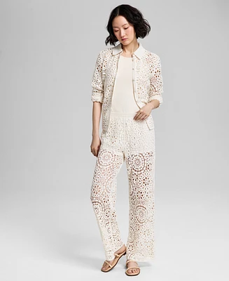 And Now This Women's Cotton Crochet Pull-On Pants, Exclusively at Macy's