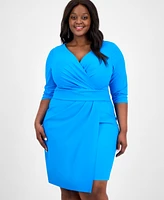 Alex Evenings Plus Surplice-Neck Sheath Dress