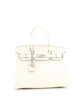 Pre-Owned HERMES Birkin 30 Handbag Light Epsom with Palladium Hardware