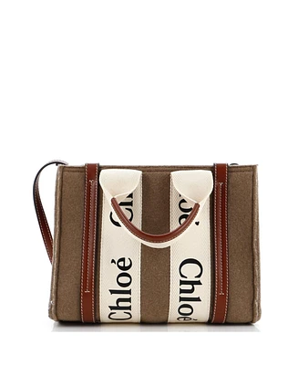 Pre-Owned Chloe Small Woody Tote Wool with Leather and Canvas