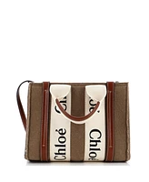 Pre-Owned Chloe Small Woody Tote Wool with Leather and Canvas