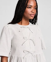 And Now This Women's Cotton Tie-Front Peplum Top, Exclusively at Macy's