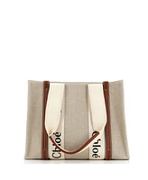 Pre-Owned Chloe Medium Woody Tote Canvas with Leather