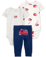 Carter's Baby Boys Fire Truck Little Character Bodysuits & Pants, 3 Piece Set