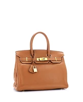 Pre-Owned HERMES Birkin 30 Handbag Brown Clemence with Gold Hardware