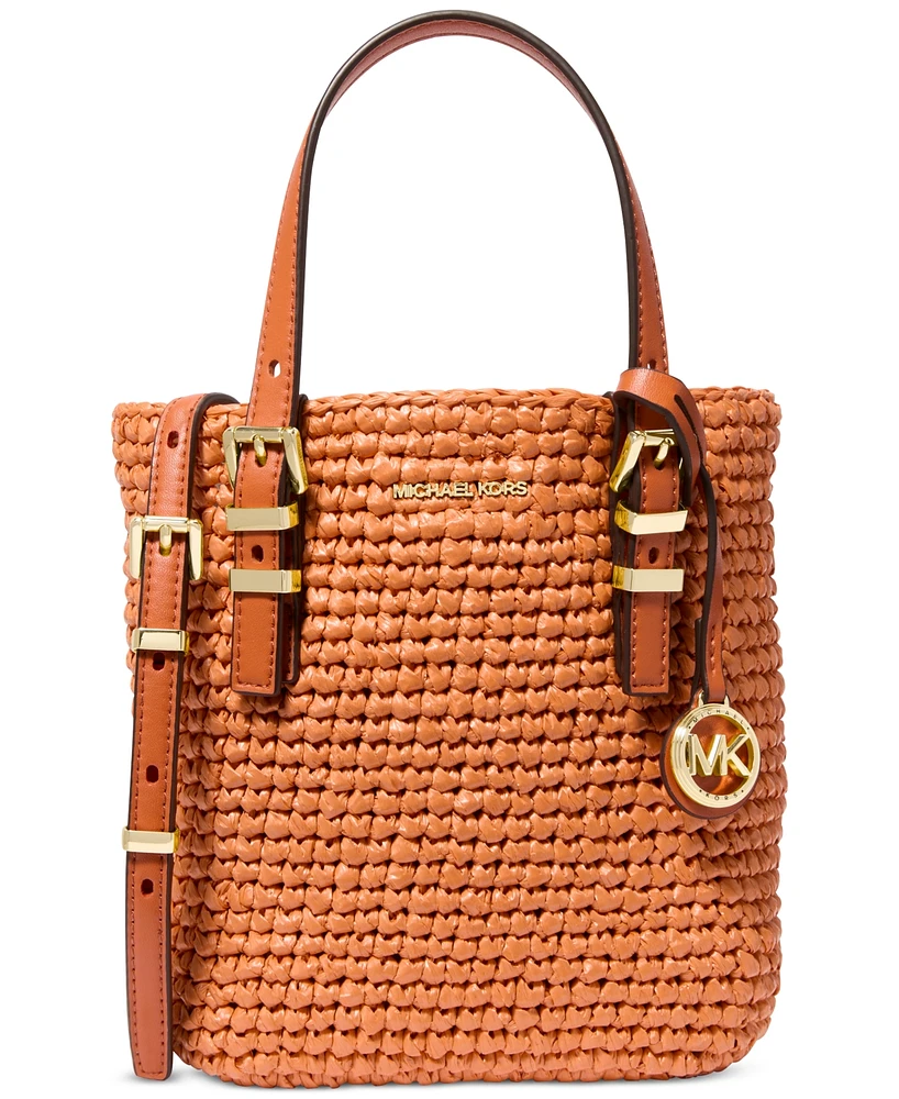 Michael Kors Quinn Small North South Woven Tote Crossbody