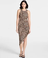 Bar Iii Women's Cheetah-Print Asymmetrical Midi Dress, Exclusively at Macy's