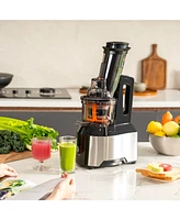 Big Feeding Mouth Masticating Juicer, Large Chute Juice Extractor for Fruit & Vegetable, Black