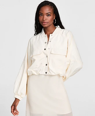 Bar Iii Women's Long-Sleeve Bubble-Hem Cargo Jacket, Exclusively at Macy's