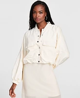 Bar Iii Women's Long-Sleeve Bubble-Hem Cargo Jacket, Exclusively at Macy's