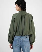 Bar Iii Women's Long-Sleeve Bubble-Hem Cargo Jacket, Exclusively at Macy's