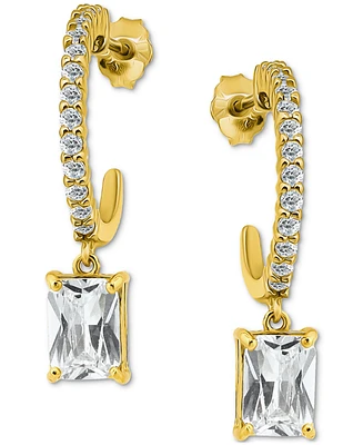 Giani Bernini Cubic Zirconia Charm Hoop Earrings (3-5/8 ct. t.w.) 18k Gold-Plated Sterling Silver, Exclusively at Macy's (Also available Sterlin