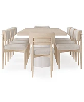 Lunare 9-Pc. Dining Set (Rectangular Table & 8 Curved Chairs)