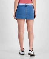 Madden Girl Juniors' Contrast-Waist Denim Skirt