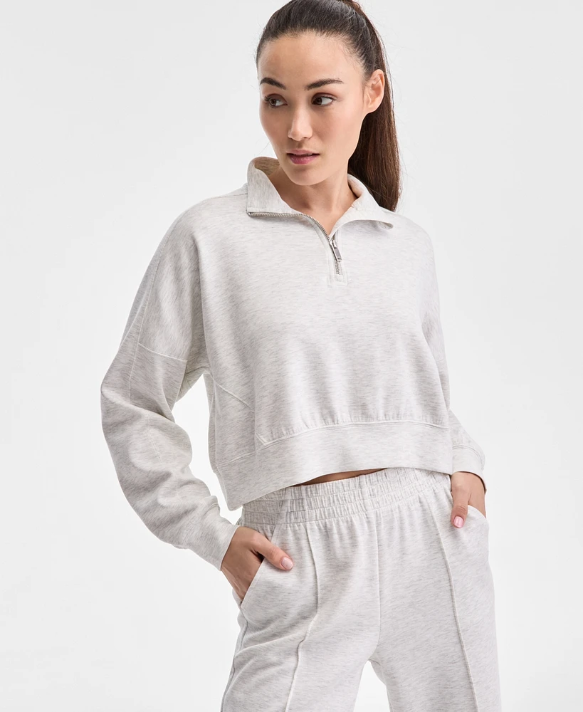 Id Ideology Women's Heather Butter-Soft Quarter-Zip Top, Exclusively at Macy's