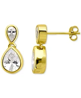 Giani Bernini Cubic Zirconia Mixed Cut Bezel Frame Drop Earrings, Exclusively at Macy's