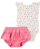 Carter's Baby Girls Floral-Print Bodysuit & Diaper-Cover Skort, 2 Piece Set