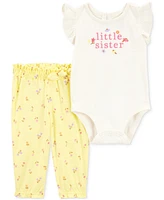 Carter's Baby Girls Cotton Little Sister Bodysuit & Pant, 2 Piece Set