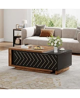 Tribesigns Extendable Coffee Table with 2 Storage Drawers, Dual-Tone Center Sliding Tabletop