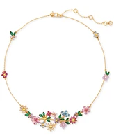 Kate Spade New York Bursting Blooms Gold-Tone Multi-Stone Necklace, 16" + 3" extender