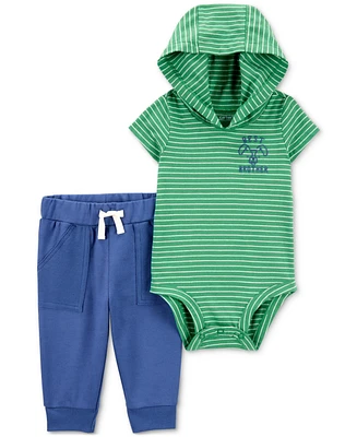 Carter's Baby Boys 2-Pc. Cotton Hooded Brother Bodysuit & Pants Set