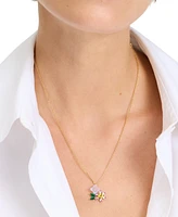 Kate Spade New York Bursting Blooms Gold-Tone Crystal Pendant Necklace, 16" + 3" extender