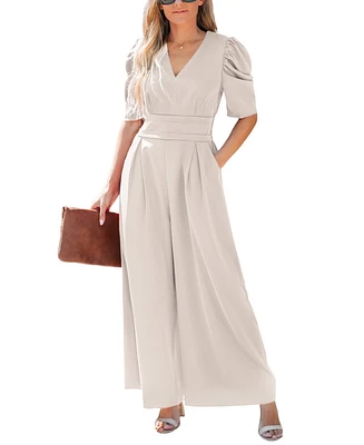 Women's V-Neck Wide Leg Jumpsuit