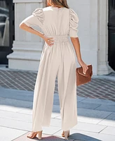 Women's V-Neck Wide Leg Jumpsuit