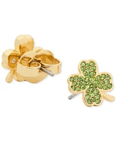 Kate Spade New York Lucky Charm Gold-Tone Pave Crystal Clover Stud Earrings