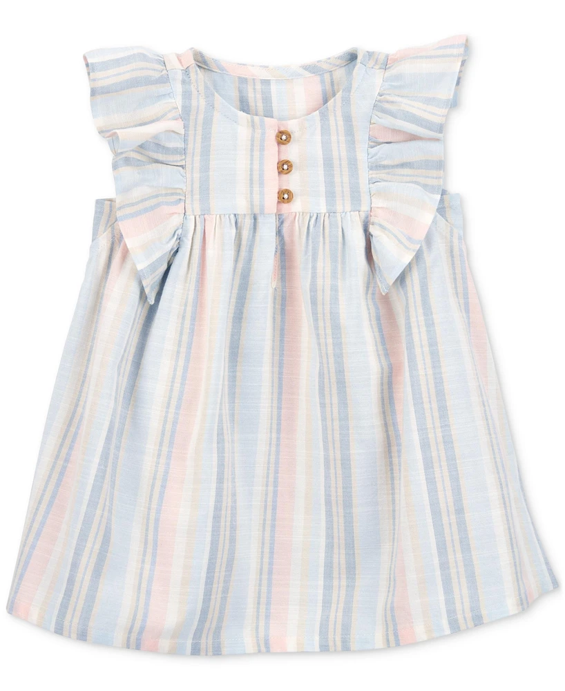 Carter's Baby Girls Striped Flutter-Sleeve Dress