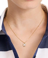 Kate Spade New York Lucky Charm Gold-Tone Pave Crystal Clover Pendant Necklace, 16" + 3" extender