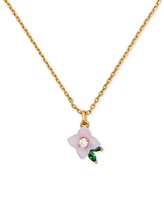 Kate Spade New York Gold-Tone Cubic Zirconia Flower Pendant Necklace, 16" + 3" extender