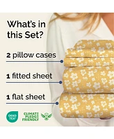 4 Piece Microfiber Floral Sheet Set