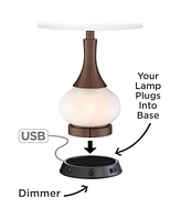 Modern Universal Charging Workstation Table Lamp Base with Usb and Ac Power Outlet Full Range Dimmer Bronze for Living Room Bedroom House Bedside Nigh