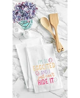 I'm So Eggcited" Easter Spring Embroidered Cotton Flour Sack Kitchen Dishtowel