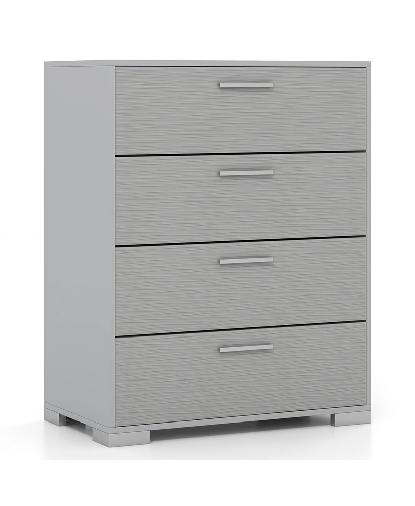 4-Drawer Storage Dresser with Handles and Anti-Tip Devices for Safe Organized Bedroom