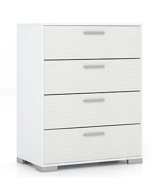 4-Drawer Storage Dresser with Handles and Anti-Tip Devices for Safe Organized Bedroom