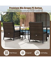 4 Piece Outdoor Furniture Set with Glass Topped Coffee Table