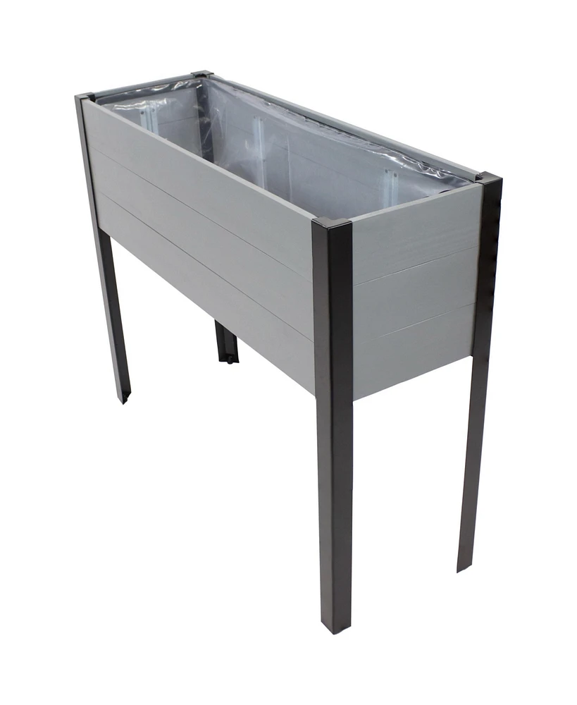 Acacia Wood Raised Garden Bed with Legs - 31-Inch H Powder-Coated Steel Frame Removable Planter Bag