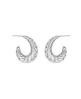 And Now This Silver and Gold Twisted Puff J Hoop Earrings
