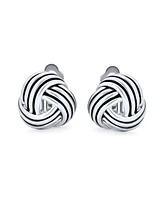 Bling Jewelry Rope Cable Twist Love Knot Clip-On Earrings for Non-Pierced Ears Black Oxidized Silver