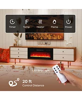 Recessed Electric Fireplace Heater with Led Strip Lights and Remote Control for Modern, Customizable Heating Experience