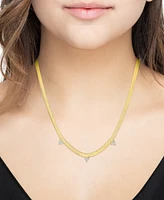 And Now This Cubic Zirconia Flat Herringbone Chain Necklace