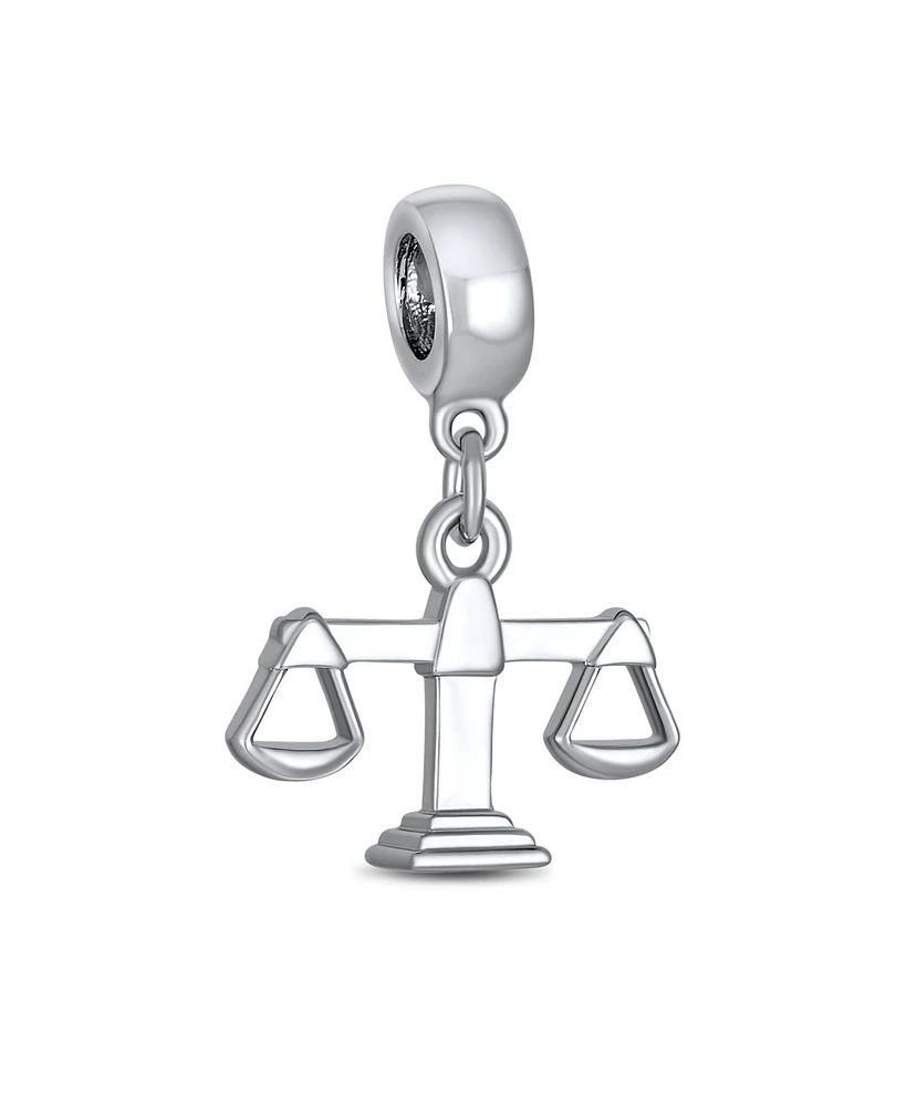 Bling Jewelry Judge Lawyer Scales Of Justice Libra Zodiac Dangle Charm Bead Sterling Silver