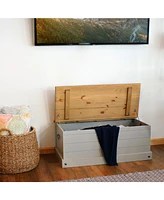 9.5-Inch W Solid Pine Storage Chest - Zinc Alloy Handles and Hinges - 47-Gallon Storage Capacity - Gray