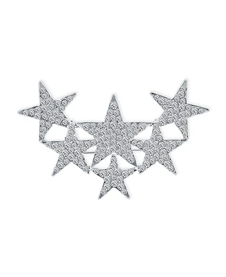 Bling Jewelry Large Statement Celestial Patriotic Usa Rock Star Crystal Stars Brooche Pin