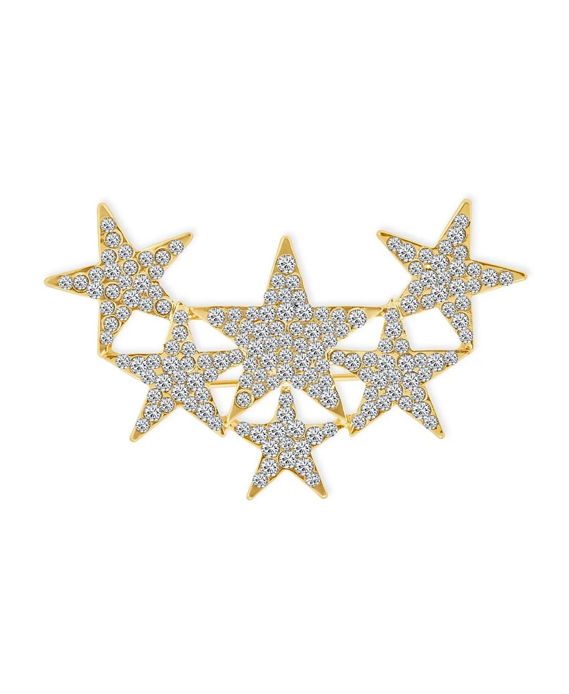 Bling Jewelry Large Statement Celestial Patriotic Usa Rock Star Crystal Stars Brooche Pin