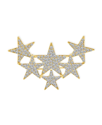 Bling Jewelry Large Statement Celestial Patriotic Usa Rock Star Crystal Stars Brooche Pin