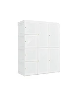 Clothes Foldable Armoire Wardrobe Closet with 12 Cubby Storage for Organized and Space-Saving Wardrobe Solutions